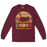 Burgundy chonk cat scale meme retro oh lawd he comin' memes t shirt Long Sleeve Tee - linhVisuals