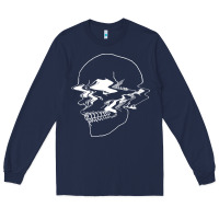 Navy creepy cool egirl eboy pastel goth vaporwave glitch skull sweatshirt Long Sleeve Tee - linhVisuals