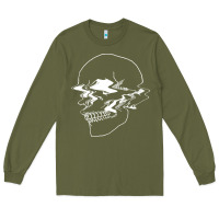 Army Green creepy cool egirl eboy pastel goth vaporwave glitch skull sweatshirt Long Sleeve Tee - linhVisuals