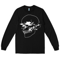Black creepy cool egirl eboy pastel goth vaporwave glitch skull sweatshirt Long Sleeve Tee - linhVisuals