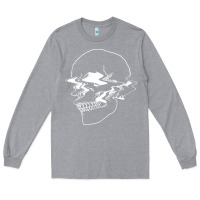 Heather Grey creepy cool egirl eboy pastel goth vaporwave glitch skull sweatshirt Long Sleeve Tee - linhVisuals