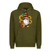 Army Green western bee gnomes beehive honey sunflowers gemstone Premium Hoodie - Artiststas