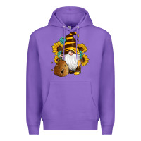 Purple western bee gnomes beehive honey sunflowers gemstone Premium Hoodie - Artiststas