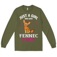 Army Green fennec fox just a girl who loves fennec foxes t shirt Long Sleeve Tee - linhVisuals