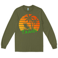Army Green outdoor t  shirt tahiti retro vintage sunset t  shirt Long Sleeve Tee - linhVisuals