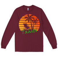 Burgundy outdoor t  shirt tahiti retro vintage sunset t  shirt Long Sleeve Tee - linhVisuals