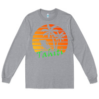 Heather Grey outdoor t  shirt tahiti retro vintage sunset t  shirt Long Sleeve Tee - linhVisuals
