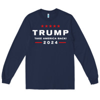 Navy donald trump 2024 take america back election   the return sweatshirt Long Sleeve Tee - linhVisuals