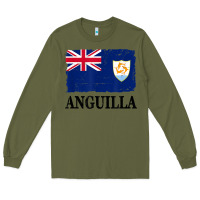 Army Green flag of anguilla   anguilla banner t shirt Long Sleeve Tee - linhVisuals