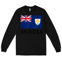 Black flag of anguilla   anguilla banner t shirt Long Sleeve Tee - linhVisuals