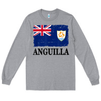 Heather Grey flag of anguilla   anguilla banner t shirt Long Sleeve Tee - linhVisuals