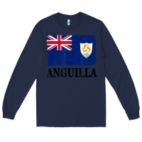 Navy flag of anguilla   anguilla banner t shirt Long Sleeve Tee - linhVisuals