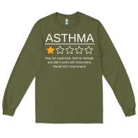 Army Green funny asthma awareness one star rating inhaler wheezy breath t shirt Long Sleeve Tee - linhVisuals