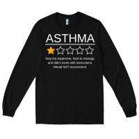 Black funny asthma awareness one star rating inhaler wheezy breath t shirt Long Sleeve Tee - linhVisuals