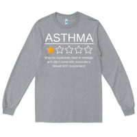 Heather Grey funny asthma awareness one star rating inhaler wheezy breath t shirt Long Sleeve Tee - linhVisuals
