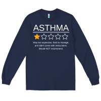 Navy funny asthma awareness one star rating inhaler wheezy breath t shirt Long Sleeve Tee - linhVisuals
