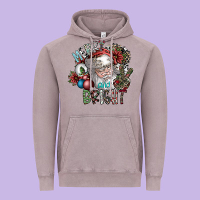 Merry And Bright Vintage Hoodie Designed By Sublimationcraftshop