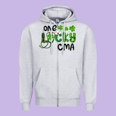 One Lucky Certified Medical Assistant Cma Zipper Hoodie Designed By Ranaportraitstore