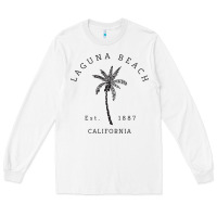 White retro cool laguna beach california palm tree unique novelty sweatshirt Long Sleeve Tee - linhVisuals