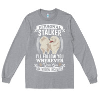 Heather Grey great pyrenees stalker great pyrenees gifts great pyrenees t shirt Long Sleeve Tee - linhVisuals