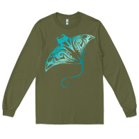 Army Green hawaii tribal manta ray hawaiian shirt shark lover t shirt Long Sleeve Tee - linhVisuals