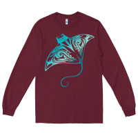 Burgundy hawaii tribal manta ray hawaiian shirt shark lover t shirt Long Sleeve Tee - linhVisuals