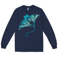 Navy hawaii tribal manta ray hawaiian shirt shark lover t shirt Long Sleeve Tee - linhVisuals