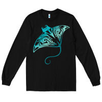 Black hawaii tribal manta ray hawaiian shirt shark lover t shirt Long Sleeve Tee - linhVisuals