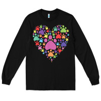 Black heart paw print dog cat lover valentines day t shirt Long Sleeve Tee - linhVisuals