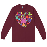 Burgundy heart paw print dog cat lover valentines day t shirt Long Sleeve Tee - linhVisuals