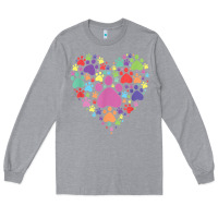 Heather Grey heart paw print dog cat lover valentines day t shirt Long Sleeve Tee - linhVisuals
