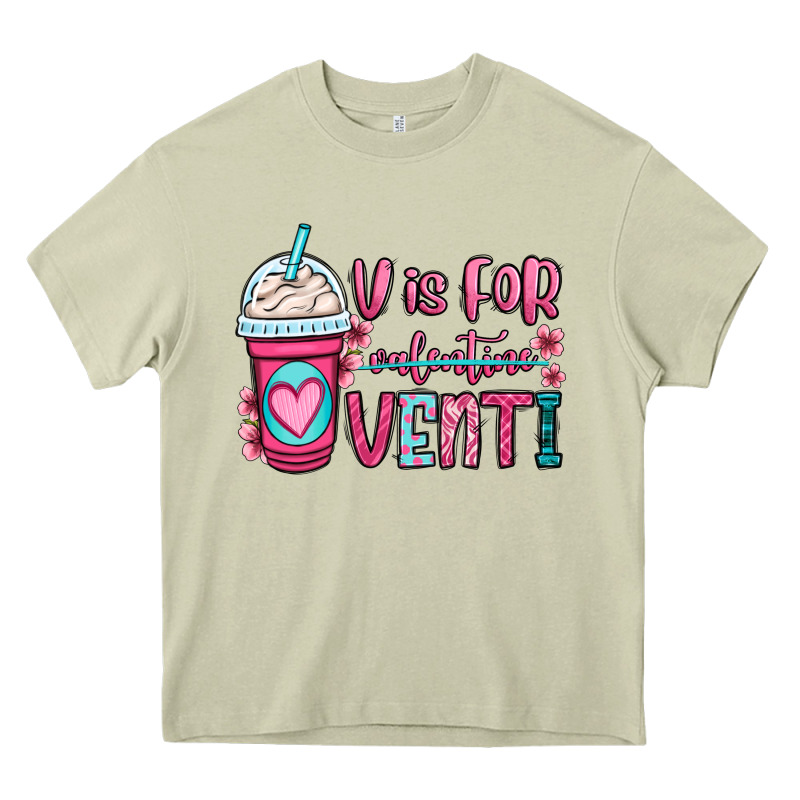 V Is For Valentine Venti Coffee Cup Heavy Core Tee by OliviaCreatesArt | Teevron