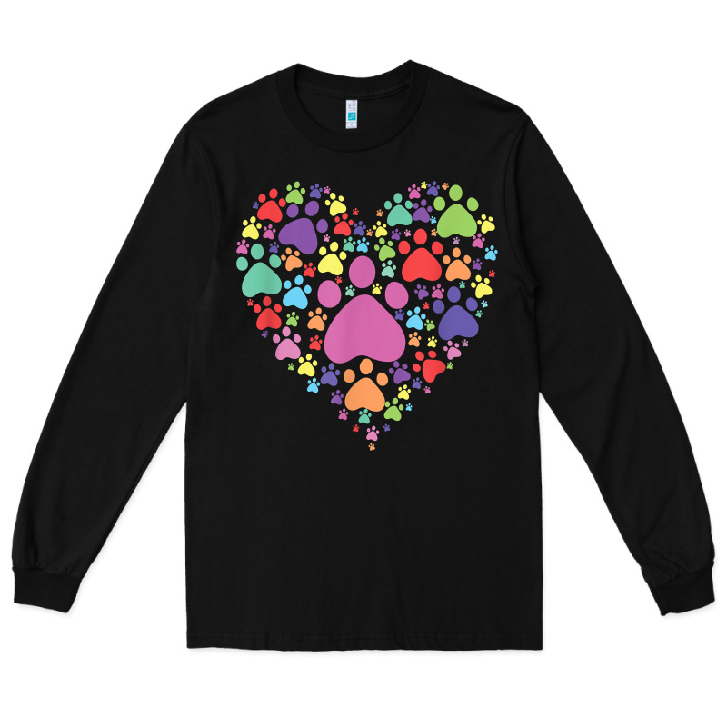 Heart Paw Print Dog Cat Lover Valentines Day T Shirt Long Sleeve Tee by linhVisuals | Teevron