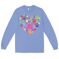 Colony Blue heart paw print dog cat lover valentines day t shirt Long Sleeve Tee - linhVisuals