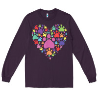 Plum heart paw print dog cat lover valentines day t shirt Long Sleeve Tee - linhVisuals