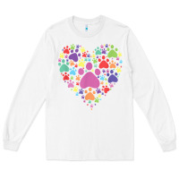 White heart paw print dog cat lover valentines day t shirt Long Sleeve Tee - linhVisuals