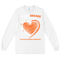 White i wear orange for my mom ms multiple sclerosis awareness t shirt Long Sleeve Tee - linhVisuals