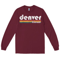 Burgundy denver colorado vintage 70's 80's retro style men women t shirt Long Sleeve Tee - linhVisuals