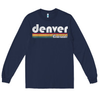 Navy denver colorado vintage 70's 80's retro style men women t shirt Long Sleeve Tee - linhVisuals