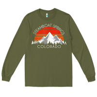 Army Green retro vintage steamboat springs colorado distressed t shirt Long Sleeve Tee - linhVisuals