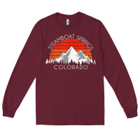 Burgundy retro vintage steamboat springs colorado distressed t shirt Long Sleeve Tee - linhVisuals
