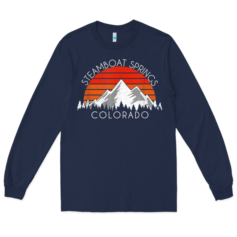 Retro Vintage Steamboat Springs Colorado Distressed T Shirt Long Sleeve Tee by linhVisuals | Teevron