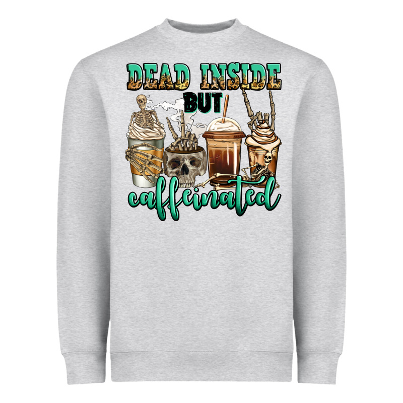 Dead Inside But Caffeinated Skeleton Coffee Cups Heavyweight Sweatshirt by Jasminsmagicworld | Teevron