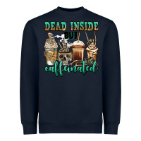 Navy dead inside but caffeinated skeleton coffee cups Heavyweight Sweatshirt - Jasminsmagicworld