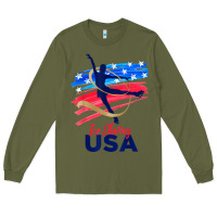 Army Green ice skating dance support the team tshirt usa flag t shirt Long Sleeve Tee - linhVisuals