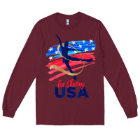 Burgundy ice skating dance support the team tshirt usa flag t shirt Long Sleeve Tee - linhVisuals