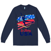 Navy ice skating dance support the team tshirt usa flag t shirt Long Sleeve Tee - linhVisuals
