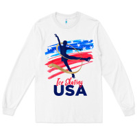 White ice skating dance support the team tshirt usa flag t shirt Long Sleeve Tee - linhVisuals