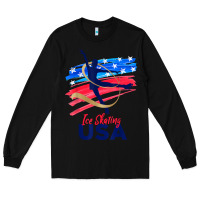 Black ice skating dance support the team tshirt usa flag t shirt Long Sleeve Tee - linhVisuals