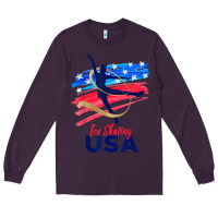 Plum ice skating dance support the team tshirt usa flag t shirt Long Sleeve Tee - linhVisuals
